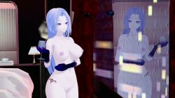 aicandii big_breasts eyeshadow female indie_virtual_youtuber koikatsu looking_out_window naked pale_skin pubic_hair reflection renhentai tattoo virtual_youtuber vtuber wine_glass