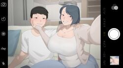 1boy 1boy1girl 1girls [sora]_buranku female huge_breasts kyou_(ntrman) large_breasts light-skinned_female light_skin long_penis male mature_female milf mother mother_and_son motherly_cuckold netorare ntr ntrman rural_homecoming selfie shiori_(ntrman) slightly_chubby soraoraora