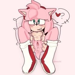 1:1 2023 4_fingers amy_rose anthro anus artist_name bedroom_eyes biped bodily_fluids boots boots_only breasts clitoris clothing ears_down eulipotyphlan eyebrows female fingers footwear footwear_only fur genital_fluids genitals green_eyes heart_symbol hedgehog looking_at_viewer lying mammal mixedupmochii mostly_nude narrowed_eyes nipples on_back pillow pink_body pink_fur pivoted_ears pussy question_mark raised_inner_eyebrows red_boots red_clothing red_footwear red_hairband seductive sega simple_background small_breasts solo sonic_(series) sonic_the_hedgehog_(series) spread_pussy spreading tail teeth unsure vaginal_fluids