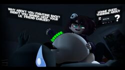 1femboy anon anxxyo bed big_belly big_eyebrows choker digested_prey from_below gay hairclip hairpin imminent_sex imminent_vore low-angle_view malescrub_(somescrub) night post_vore sharp_teeth sitting_on_bed sitting_on_person smug source_filmmaker sweater teasing vore vore_belly