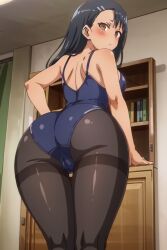 1girls ai_generated ass bent_over big_breasts female female_only from_behind gl3042 hayase_nagatoro human leotard looking_at_viewer pantyhose please_don't_bully_me,_nagatoro solo tan tan-skinned_female tanned thick_thighs