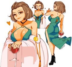 3amsoda alcohol ass breasts cleavage dress female female_only fire_emblem fire_emblem:_three_houses glass heart looking_at_viewer manuela_casagranda milf mole mole_on_breast mole_under_eye wine wine_glass