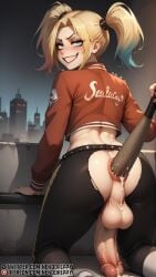 2024 ai_generated anal_insertion anal_sex ass baseball_bat batman_(series) big_balls big_penis crazy crazy_eyes cum cum_in_pussy dc dc_comics futa_only futadom futanari grin harley_quinn harley_quinn_(classic) harley_quinn_(fortnite) harley_quinn_(series) high_resolution highres huge_cock looking_at_viewer looking_over_shoulder multicolored_hair nekodrippy night orgasm orgasm_face patreon penis_between_legs smug stable_diffusion suicide_squad sweat twitter twitter_username