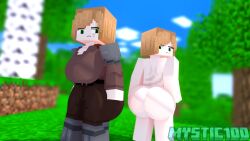 ass big_ass big_butt character_sheet clothed elysia_the_guard_villager forest green_eyes huge_ass huge_butt mine-imator minecraft mystic100 naked nude villager_(minecraft)