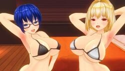 2girls 3d 3d_model ahoge alternate_breast_size alternate_version_available arched_back arcueid_brunestud armpits arms_behind_back bedroom_eyes big_breasts bikini bikini_bottom bikini_top blonde_hair blue_hair bra breasts_bigger_than_head ciel_(tsukihime) curvy custom_maid_3d_2 female_pervert glasses hands_behind_head hips horny horny_female huge_boobs huge_breasts human inviting inviting_to_sex large_boobs large_breasts melty_blood panties posing red_eyes seducing seducing_viewer sequence short_hair skimpy_bikini swimsuit top_heavy tsukihime type-moon vampire vampire_girl wide wide_hips