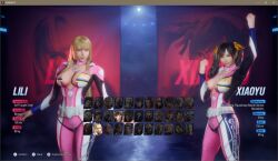 2girls 3d big_breasts blonde_hair cleavage emilie_de_rochefort female female_only ling_xiaoyu mod multiple_girls namco skintight tekken tekken_8 zero_suit