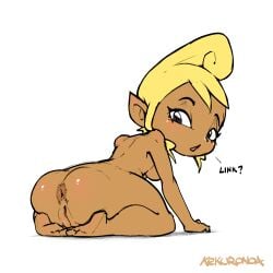 1girls anus ass barefoot big_anus black_eyes blonde_hair blush breasts brown_skin colored colored_sketch completely_nude completely_nude_female dark_skin dat_ass eyebrows eyelashes feet female female_only full_body hair humanoid humanoid_feet humanoid_genitalia humanoid_pussy hylian hylian_ears kekuronoa kneeling looking_at_viewer looking_back_at_viewer naked naked_female nintendo no_background nude nude_female open_mouth pirate pointy_ears pussy rear_view short_hair signature sketch solo solo_female tetra text the_legend_of_zelda the_wind_waker topless white_background wind_waker