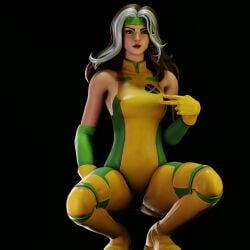 1girls 3d breasts female female_only fortnite fortnite:_battle_royale latex marvel marvel_comics nqmiko01 rogue_(fortnite) rogue_(x-men) solo tight_clothing x-men