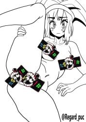 1girls belly_button blush_lines bob_cut breasts censored grabbing_own_thigh jester_cap jester_girl jester_hat lifted_by_self line_art looking_at_viewer navel pommi pomni_(the_amazing_digital_circus) regard_puc solo solo_female solo_focus spread_legs staring_at_viewer tagme the_amazing_digital_circus there_i_tagged_it_for_you_lazy_asshole thighs wip