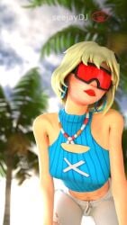 1girls 2024 3d abs animated belt blonde_hair bouncing_breasts clothed clothed_female crop_top evie_(fortnite) female female_only fortnite light-skinned_female light_skin looking_at_viewer looking_down midriff mp4 red-tinted_eyewear red_lipstick seejaydj solo solo_female sound summitseeker_evie_(fortnite) swinging_hips tagme tinted_eyewear video white_pants