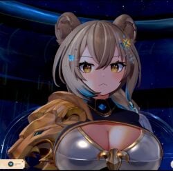 angry angry_face big_breasts boob_window cute hazumi_aileen indie_virtual_youtuber large_breasts lion_ears lion_girl lioness mole_on_breast screenshot virtual_youtuber