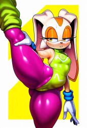 aerobics aged_up ai_generated anthro cameltoe cream_the_rabbit female female_only flat_chest fur furry leg_warmers leggings legwarmers leotard novelai sega small_breasts sonic_(series) sonic_the_hedgehog_(series) standing_split sweat sweaty thick_thighs tight_clothing wide_hips