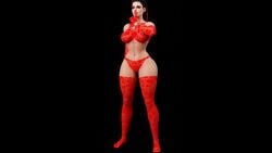 apex_legends black_hair electronic_arts exlaess eyebrows feet gloves hair handwear loba loba_(apex_legends) loba_andrade panties podium pussy red_clothing red_hair respawn_entertainment showing_ass stockings tagme twin_braids twintails video
