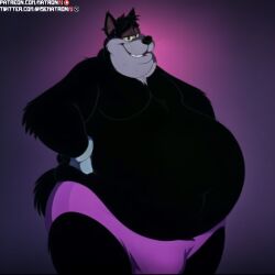 4k a_goofy_movie ai_generated anthro bhm big_belly disney feline furry highres male male_only matronai_(artist) mature mature_male obese obese_anthro obese_male patreon patreon_username pete_(disney) peter_pete_sr. pinup speedo stable_diffusion sweat twitter_username