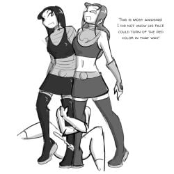 1boy 2girls aged_up alien alien/human alien_girl black_and_white black_and_white_drawing blackfire bootjob boots celera_prime cum cumshot dc dc_comics dick_grayson dry_humping english_text female femdom footjob girl komand'r koriand'r leg_hug leg_humping long_boots long_hair long_hair_female long_legs male miniskirt monochrome red_hair robin_(dc) robin_(dick_grayson) shoejob skirt starfire teen_titans thigh_boots thigh_sex thighhigh_boots thighhighs thighs