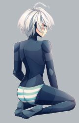 android ass back_view color crossdressing cute danganronpa danganronpa_v3 femboy feminine_male girly kiibo looking_back male mishmasz panties partially_clothed robot robot_boy shy sitting solo tagme underwear underwear_only white_hair