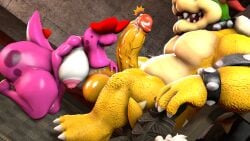 16:9 1boy 1girls 3d 3d_(artwork) accessory anthro areola ass ball_suck ball_sucking balls big_balls big_breasts big_penis birdo birdo_(character) bodily_fluids bow_(feature) bow_accessory bow_ribbon bowser breasts castle claws cobaltapple detailed_background digital_media_(artwork) duo erection feet female genital_fluids genitals hair_accessory hair_ribbon hairbow heart hi_res huge_balls huge_cock humanoid humanoid_genitalia humanoid_penis indoors inside kneeling kneeling_oral_position koopa male mammal mario_(series) muscular nintendo nipples nude open_mouth oral part_of_a_set penis pink_body precum reptile ribbons scalie sex sfm siphon_(anatomy) smile source_filmmaker spikes sucking super_mario_bros. tail thick_thighs toe_claws tongue tongue_out widescreen