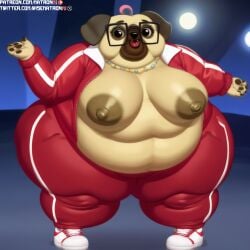 1girls ai_generated anthro areola areolae bbw belly belly_button big_areola big_belly big_breasts big_nipples breasts canine cellulite chip_and_potato fat furry gilf glasses grandma_pug grandmother granny hands_on_belly large_breasts looking_at_viewer matronai_(artist) mature mature_female mature_woman navel nipples nude old older_female overweight overweight_female pug thick_thighs wide_hips wrinkles