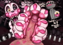 3_toes animatronic dialogue five_nights_at_freddy's five_nights_at_freddy's_2 foot_fetish footjob forced lazier_boi lipstick lipstick_mark lipstick_on_penis mangle_(fnaf) mangled_mangle_(fnaf) pawpads paws pov toenail_polish veiny_penis yandere