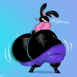 ass_cleavage backwards_baseball_cap big_ass big_butt black_skin bro_talk bubble_ass bubble_butt butt_crack huge_ass huge_butt jacket jiggle jiggling_ass lagomorph looking_at_viewer looking_back looking_back_at_viewer luke_(schplingnops) male male_only oc original_character pulling_down_pants schplingnops sharp_teeth small_tail solo_male superchub tagme talking talking_to_viewer wide_hips wobbling_ass