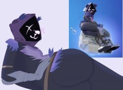 ass ass_focus big_ass female female_only fortnite fortnite:_battle_royale furry furry_only large_butt laying_down laying_on_side looking_back looking_back_at_viewer macky06_(artist) purple_eyes raven_team_leader raven_team_leader_(fortnite) winking_at_viewer