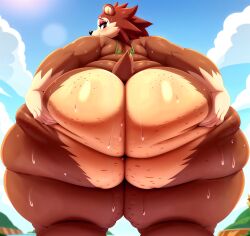 ai_generated animal_crossing anthro bbw fat female furry gigantic_ass grabbing_own_ass huge_ass localaibullshitter micro nintendo sable_able sweat sweaty_ass