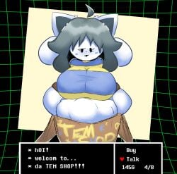 1girls 2d bellowithjello cat_ears catgirl color english english_text implied_vore solo tagme talking temmie_(undertale) text undertale undertale_(series) vore vore_belly