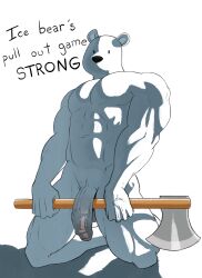 2021 :| abs absurd_res anthro backlighting balls barazoku bear biceps big_muscles black_nose cartoon_network english_text foreskin front_view full-length_portrait genitals half-erect hi_res holding_axe humanoid_genitalia humanoid_penis ice_bear kneeling light lighting looking_at_viewer male male_only mammal muscular muscular_male navel nude partially_retracted_foreskin pecs penis polar_bear portrait pose presenting presenting_penis quads shadow simple_background solo text triceps tush ursine vein veiny_penis we_bare_bears white_background