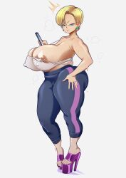 1girls alternate_version_available android_18 blonde blonde_female blonde_hair blonde_hair_female blue_eyes blue_eyes_female bunkwizard cameltoe cleavage curvy dragon_ball erect_nipples female gigantic_breasts high_heels huge_areolae huge_ass puffy_nipples short_hair short_hair_female thick_hips venus_body voluptuous wide_hips yellow_hair