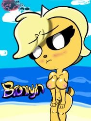 1girls adventure_time anthro back background bear bed bedding blonde blonde_hair blush boobs breasts bronwyn canid canine canis female female_only fur genital human hybrid incest interspecies leg legs mammal mrblackcat901 nipples nude rainicorn solo thigh tits