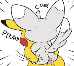 anal anal_sex ass ass_grab back_view fur furry minccino mincheeto pikachu pokémon_(species) pokemon pokemon_(species) spanking tagme tail