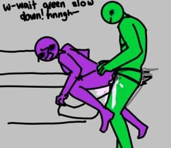 alan_becker animation_vs_minecraft animator_vs_animation bed begging_to_stop cum cum_drip fast_thrusts moaning questionable_consent stickfigure stickfiguregreen stickfigurepurple stickman strap-on vaginal_penetration vaginal_sex