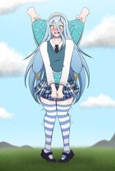 1girls alternate_costume azura_(fire_emblem) better_version_at_source blue_hair blue_panties blue_socks blue_underwear blush bully bullying cry crying crying_with_eyes_open disembodied_hand disembodied_hands embarrassed female female_focus fire_emblem fire_emblem_fates heavy_blush humiliation knees_together_feet_apart lolo_mp3 nintendo outdoors panties print_panties print_underwear socks solo_focus stripped_socks tearing_up tears thigh_highs thigh_socks thighhighs underwear waistband waistband_pull wedgie wedgies white_socks yellow_eyes