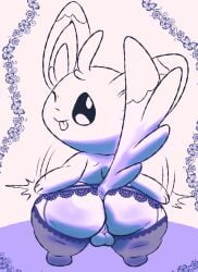 back_view backsack balls big_ass femboy fur furry hand_on_butt legwear lingerie minccino mincheeto pokémon_(species) pokemon pokemon_(species) slapping_butt tagme tail tongue_out wink