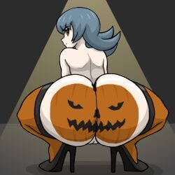 ass ass_focus big_ass gym_leader halloween high_heels huge_ass morberious nintendo pokemon pokemon_hgss pumpkin sabrina_(pokemon) sabrina_(pokemon_hgss) squatting stockings thick_thighs thighhighs