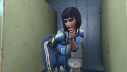 3d bethesda_softworks black_hair black_lipstick blowjob collar cum cum_on_breasts cum_on_face fallout fallout_(series) fallout_4 female female_protagonist human large_breasts queen_of_spades screenshot seductive seductive_look short_hair skin_tight sole_survivor sole_survivor_(female) tagme vault_dweller vault_girl vault_meat vault_suit