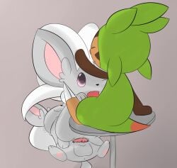 chespin cinccino fur furry minccino oral oral_sex pokémon_(species) pokemon pokemon_(species) tagme tail threesome yumei