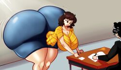 ass_bigger_than_head ass_focus big_ass big_breasts boob_window classroom clothed dumptruck_ass enormous_ass enormous_butt female huge_breasts hyper_ass persona persona_5 sadayo_kawakami schnauzercito school student teacher teacher_and_student