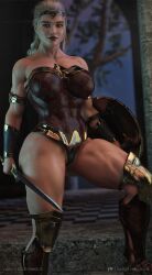 1girls 3d 3d_(artwork) abs avengers big_breasts blonde_female blonde_hair bracers braid braided_hair breasts bubble_ass bubble_butt busty cameltoe cga3d cleavage clothed clothing cosplay crossover_cosplay curvy curvy_female dc dc_comics erotichris female female_only florence_pugh fusion fusion_character greaves green_eyes holding_weapon hourglass_figure huge_breasts human human_only large_breasts leotard light-skinned_female light_skin looking_at_viewer marvel marvel_cinematic_universe muscular muscular_female ponytail shield strapless_leotard superheroine sword thick_thighs voluptuous voluptuous_female weapon wide_hips wonder_woman_(cosplay) yelena_belova