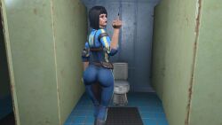 3d bethesda_softworks black_hair black_lipstick blowjob collar cum cum_on_breasts cum_on_face fallout fallout_(series) fallout_4 female female_protagonist human large_breasts middle_finger queen_of_spades screenshot short_hair skin_tight sole_survivor sole_survivor_(female) tagme vault_dweller vault_girl vault_meat vault_suit