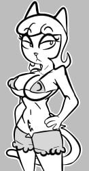 1girls 2023 4_fingers a_kitty_bobo_show alternate_costume anthro bent_arm big_breasts big_eyes bikini bikini_bottom biped bottomwear breasts clothed clothed_anthro clothed_female clothing crotch_tuft curved_eyebrows digital_drawing_(artwork) digital_media_(artwork) domestic_cat eyebrow_through_hair eyebrows eyelashes felid feline felis female female_anthro female_only fingers fur fur_tuft gold-white-kott greyscale hair hand_on_hip hand_on_own_hip hi_res lidded_eyes looking_aside maggie_(kitty_bobo) mammal monochrome mouth_closed nipple_outline outline portrait prick_ears resting_bitch_face short_hair skimpy skimpy_bikini skimpy_swimwear solo solo_female standing straight_legs swimwear tail three-quarter_portrait translucent translucent_hair tuft white_outline