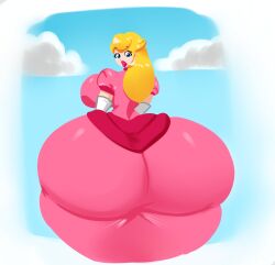 ass_bigger_than_head ass_focus backboob big_ass big_breasts clothed female female_only huge_ass huge_breasts hyper_ass mario_(series) nintendo princess_peach schnauzercito