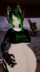 1futa futa_only futanari green_hair implied_futanari kiwiplaysvr milf solo vore vore_belly vrchat