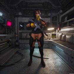 1girls 3d ass black_hair brown_eyes dark-skinned_female dark_skin female female_focus female_only mira_(rainbow_six) naked naked_female nude nude_female olive-skinned_female olive_skin rainbow_six rainbow_six_siege scars scars_all_over skstalker solo solo_female tied_hair tom_clancy vinesenia