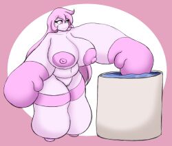 big_breasts chubby_belly inflation pink_eyes pink_hair thick_thighs vglaceon voluptuous_female water water_inflation