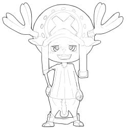 1boy anthro anthro_only black_and_white hooves male male_only male_solo one_piece open_mouth penis reindeer reindeer_antlers solo tagme talentlesshack tony_tony_chopper