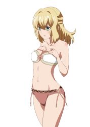 1girls bikini blonde_hair breasts cleavage fiora_(xenoblade) green_eyes kageyasu medium_breasts nintendo simple_background swimsuit white_background xenoblade_(series) xenoblade_chronicles xenoblade_chronicles_(series)