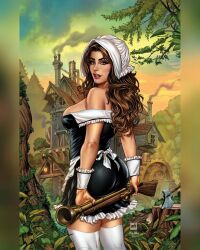 1girls female female_only gun guns maid mike_krome solo tagme ula_mos zenescope