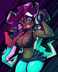 big_ass big_breasts boob_window clothed female female_only gemrazzled heart-shaped_pupils horny_female marina_(splatoon) nintendo no_bra no_underwear splatoon