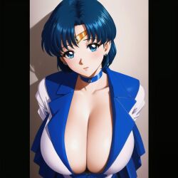 ai_generated ami_mizuno big_breasts bishoujo_senshi_sailor_moon blue_eyes blue_hair breasts cleavage clothing futanurse huge_breasts large_breasts sailor_mercury